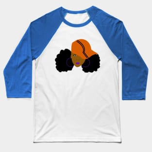 Afro Puff Orange Hat Girl Baseball T-Shirt